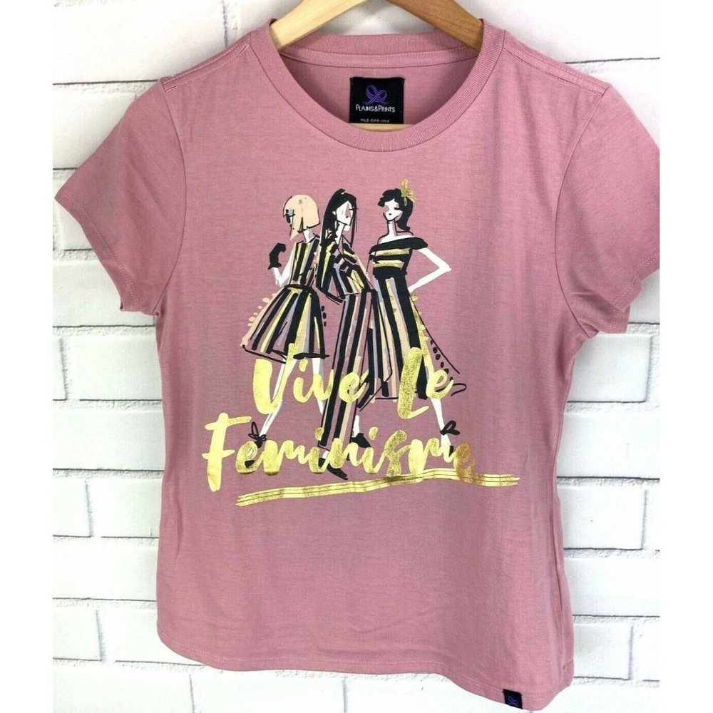 Vive Le Feminisme Pink Mauve Women's Sz 4 T-Shirt